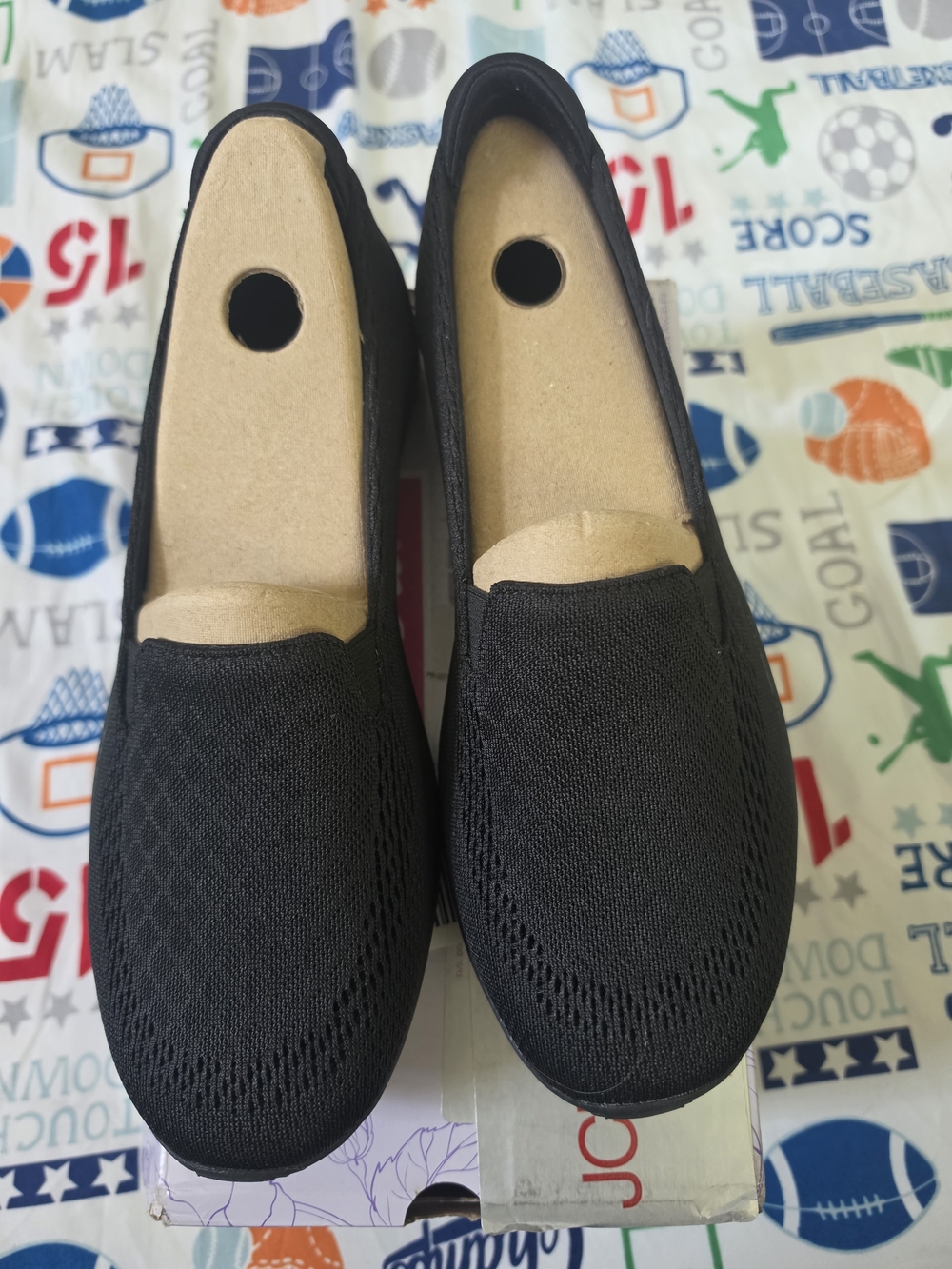 Skechers Black Knit Slip-On Loafers